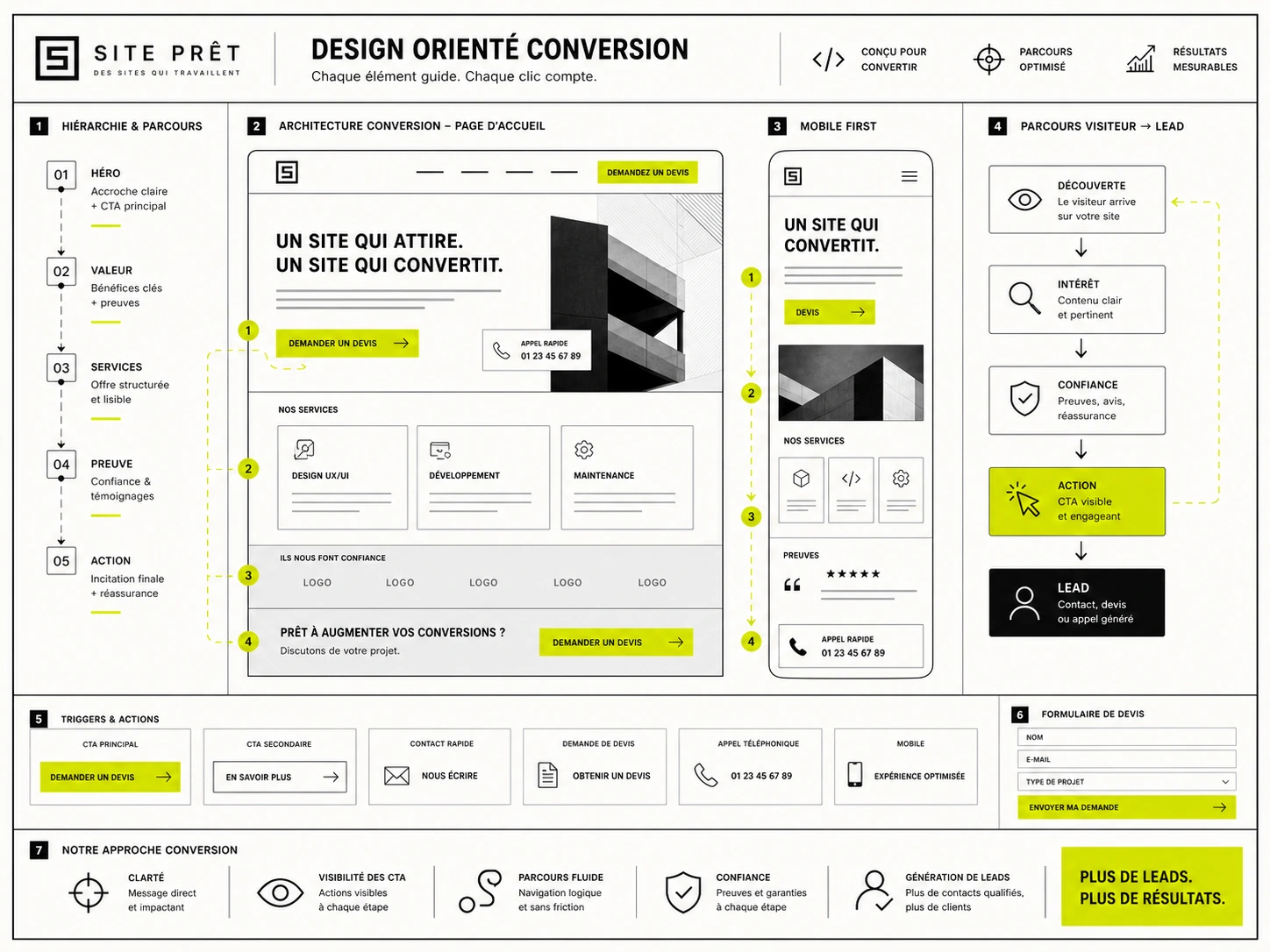 Design orienté conversion pour création site e-commerce avec fiches produits optimisées, avis clients, CTA visibles et checkout simplifié.