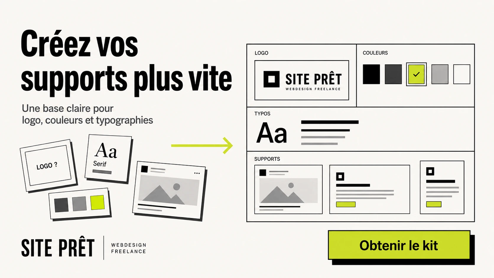 Kit de marque gratuit Site Prêt pour créer des supports plus vite