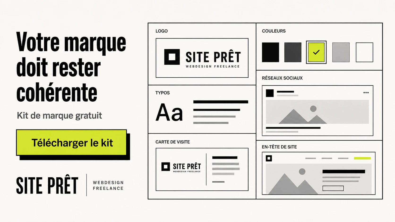 Kit de marque gratuit Site Prêt pour rendre une identité visuelle cohérente