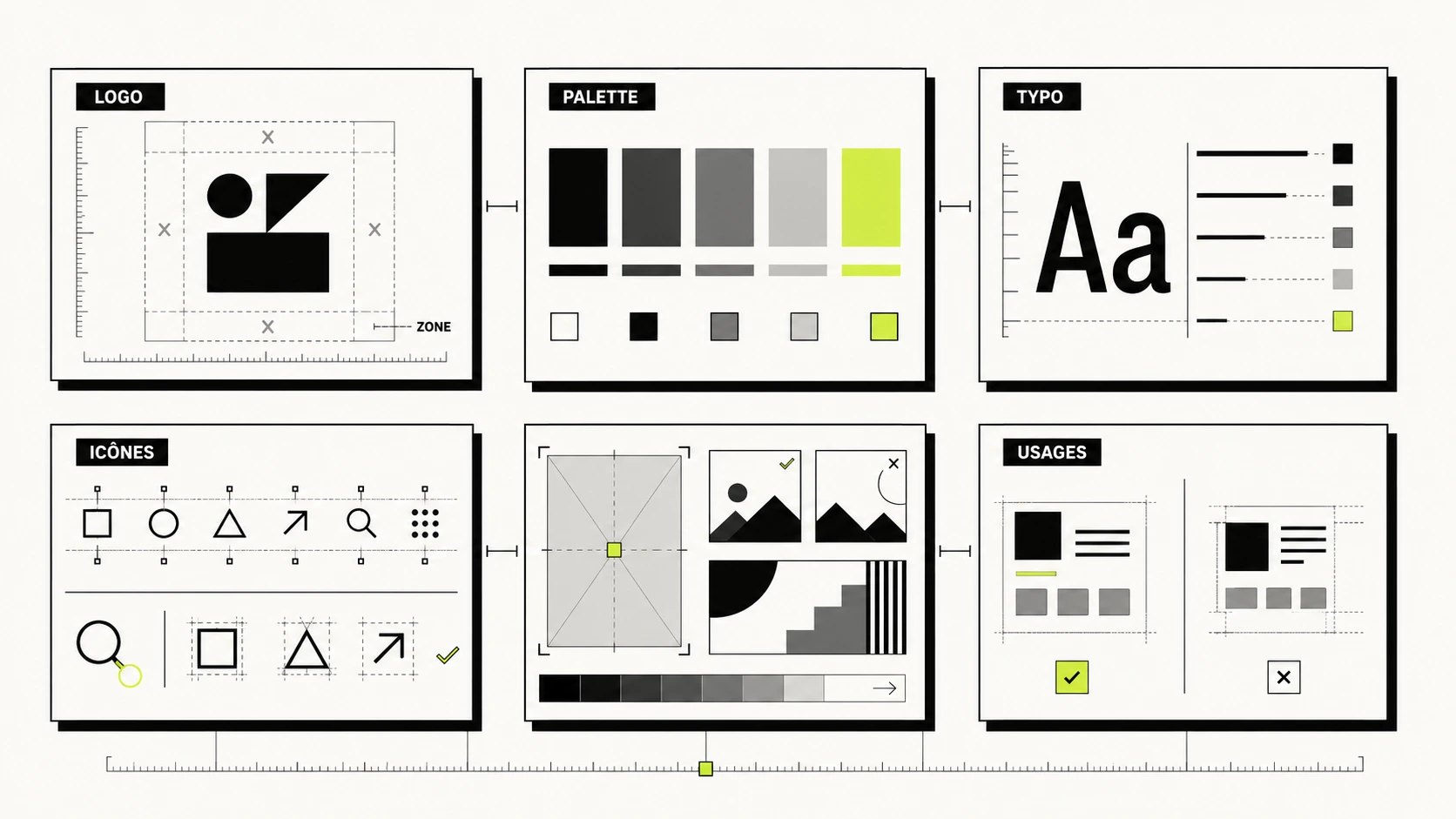 Illustration charte graphique pour PME : logo, couleurs et typographies
