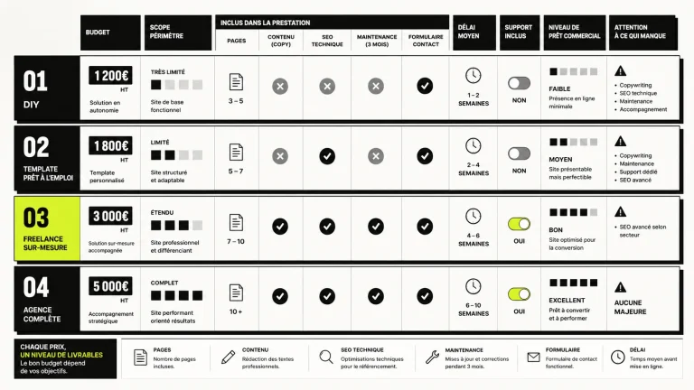 Illustration prix site vitrine pour PME en 2026