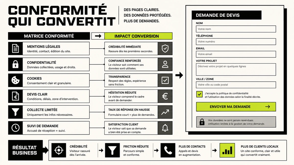 Illustration site web artisan avec structure offre preuve SEO local mobile et devis