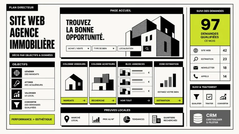Illustration création site web immobilier pour agence immobilière